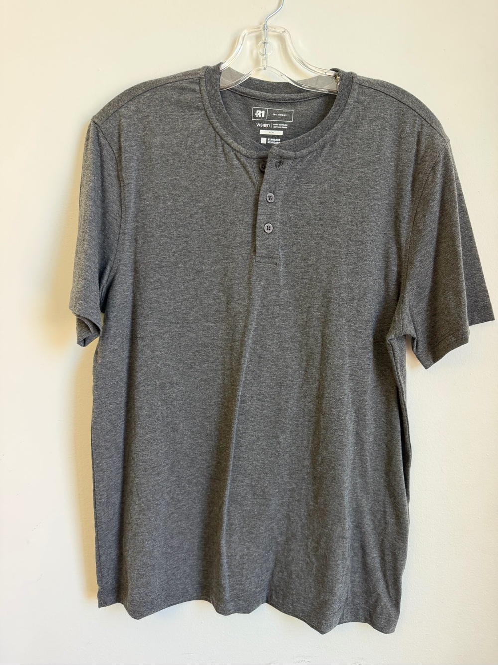 Simons Men's Short Sleeve Henley T-Shirt - Charcoal